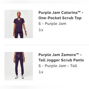 Figs Purple Jam Catarina One-Pocket Scrub Top and Zamora Jogger Pants Set